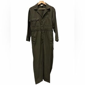 VTG Big Mac X JCPenny Army Green Chevron Pattern Utility Jumpsuit Coveralls 36S